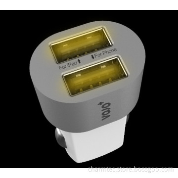 Luminous Dual-Port Car Charger, Output: 5V/3.2A, (1A+2.1A)